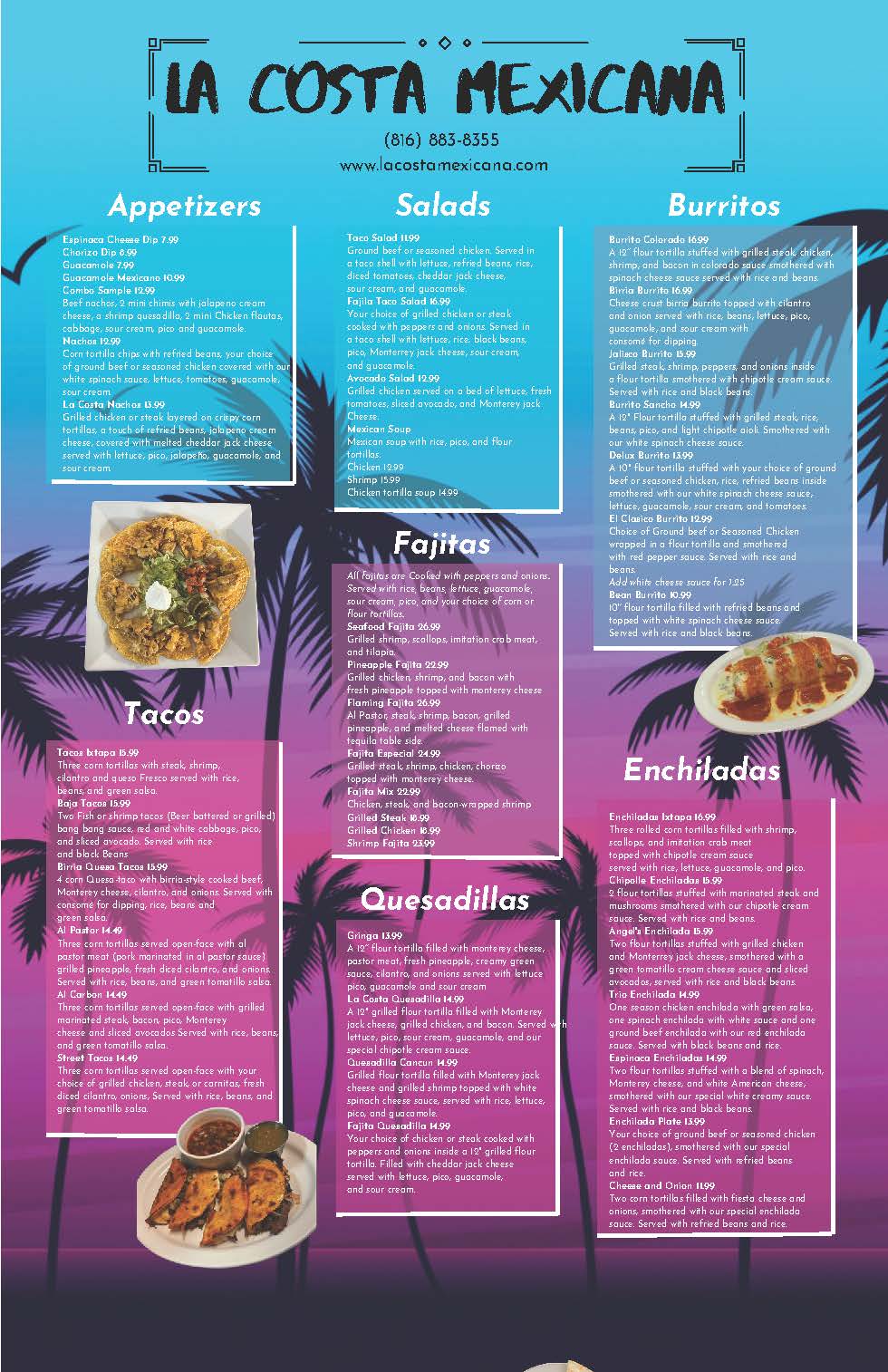 Menu Dine In Front
